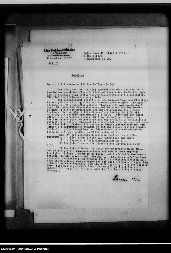 image.from.unit.number "Berufssippenforscher Scharnik [Korespondencja w sprawie honorariów i zażaleń na Scharnika zatrudnionego w Poznaniu]"