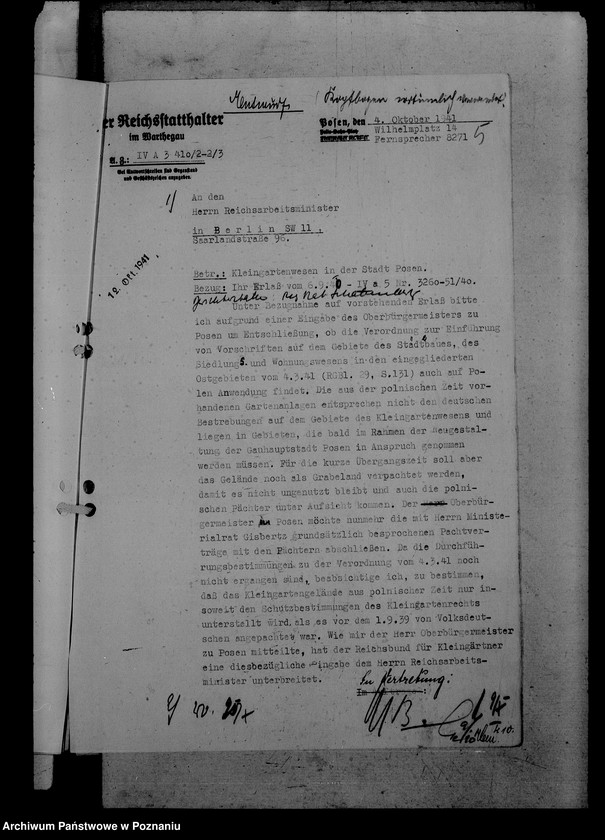 Obraz 9 z jednostki "Korespondencja i plany sytuacyjne ogródków działkowych w Poznaniu"