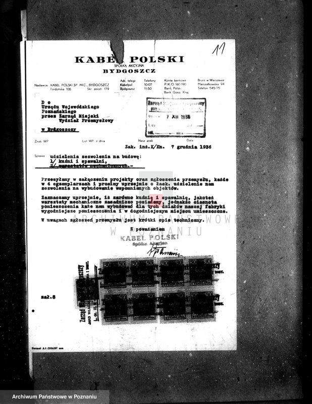 Obraz 15 z jednostki "/Projekt urządzenia zakładów mechanicznych Kabel Polski Spółka Akcyjna w Bydgoszczy/"