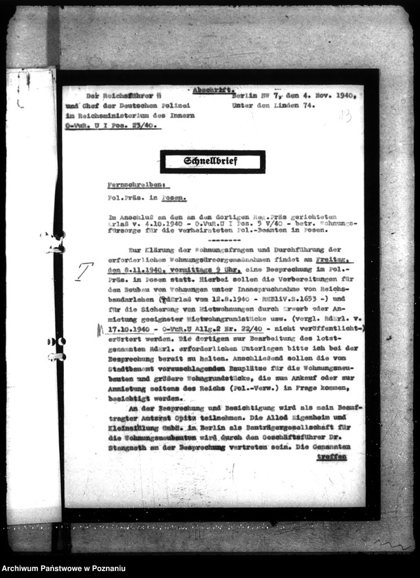 Obraz 18 z jednostki "Allgemeine Wohnungsfragen der Polizeiverwaltung Posen"