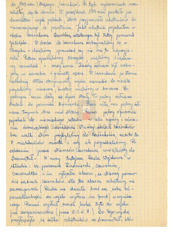 Obraz 18 z jednostki "Relacje i wspomnienia dotyczące powstania wielkopolskiego: 1. Poznań, część V /autorzy relacji od T - W/./Zakrzewski Władysław/."