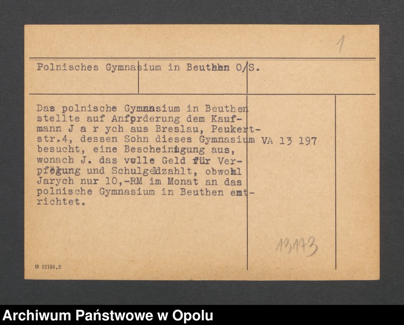 Obraz 3 z jednostki "Polnisches Gymnasium in Beuthen O/S"