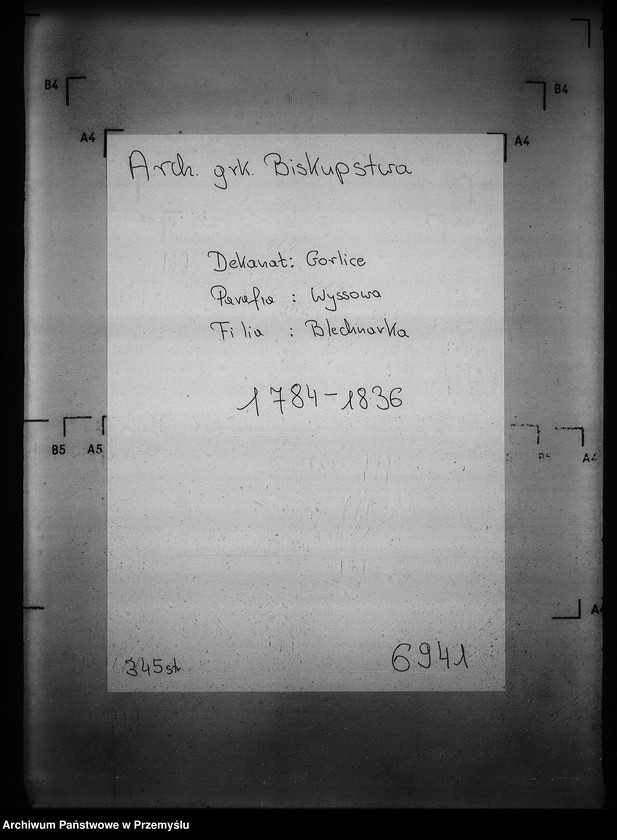 Obraz 4 z jednostki "[Kopie ksiąg metrykalnych parafii Wysowa z filią Blechnarka (dekanat Gorlice)]"