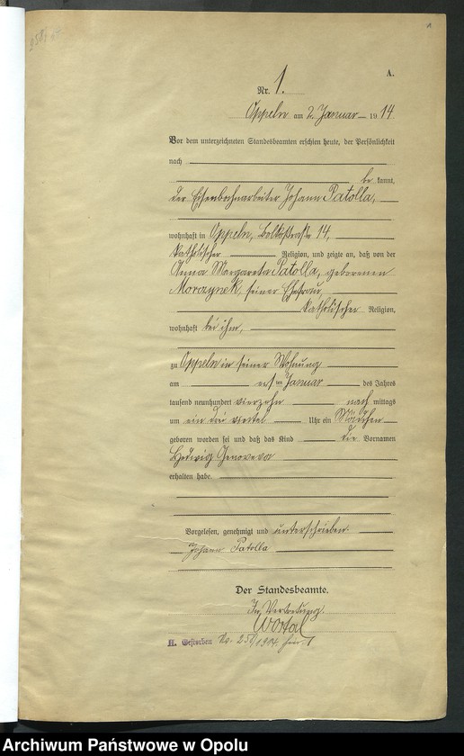 image.from.unit.number "Urząd Stanu Cywilnego Opole Księga Urodzeń Rok 1914 1-519"