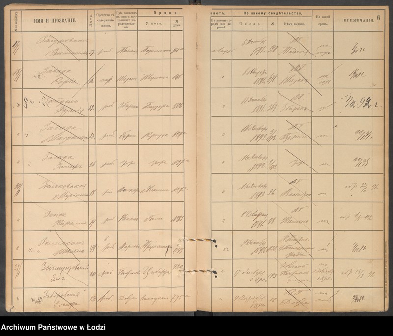 Obraz 8 z jednostki "[Księga ludności niestałej m. Łodzi lit. Z]"