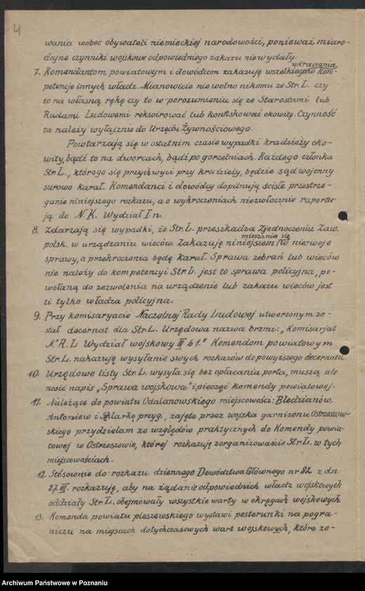 Obraz 6 z jednostki "/Rozkazy dzienne Straży Ludowej byłego Zaboru Pruskiego, przemianowanej następnie na wojsko "Obrony Kraju"/."