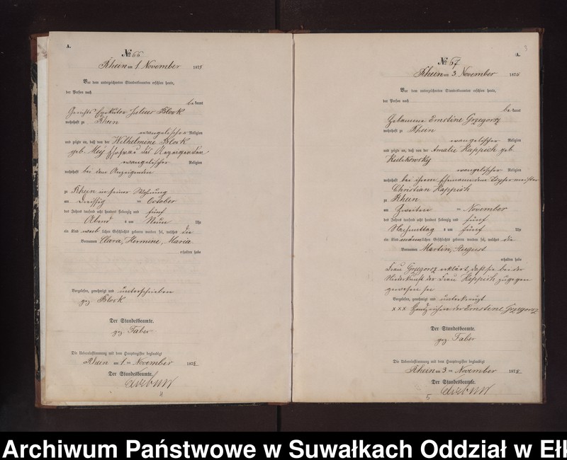 image.from.unit.number "Geburts-Neben-Register des Preussischen Standes-Amtes Rhein Kreis Lötzen"