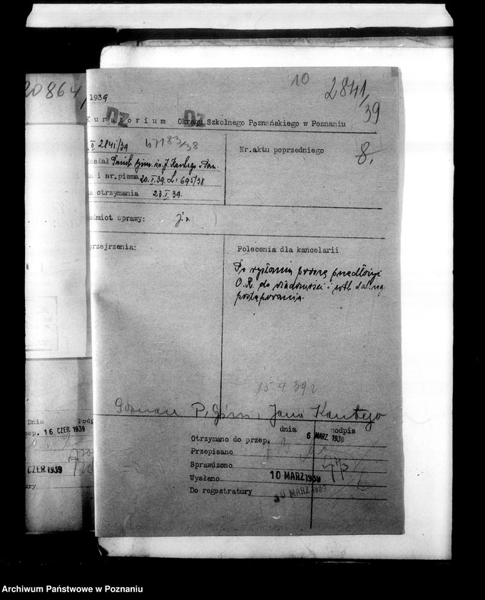 Obraz 13 z jednostki "Państwowe Liceum i Gimnazjum męskie imienia Jana Kantego - Poznań [lista abiturientów]"