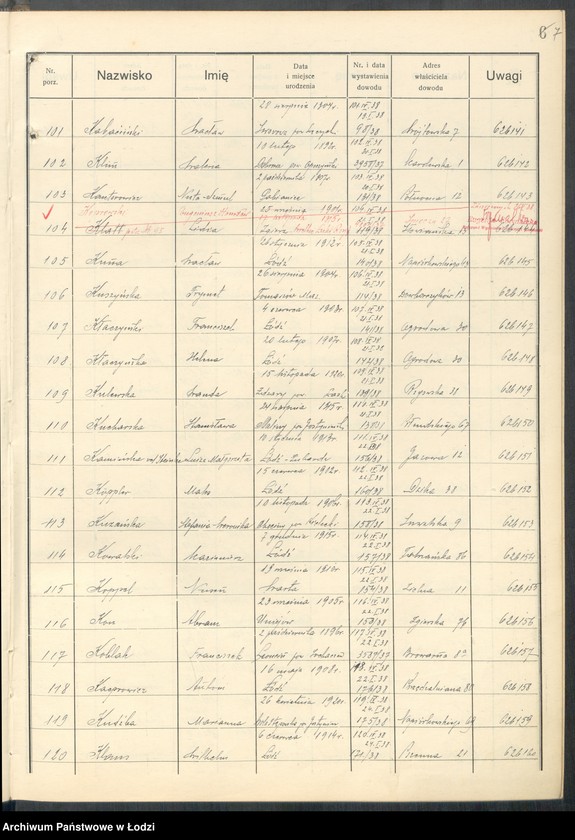 image.from.unit.number "Ewidencja dowodów osobistych wydanych przez Zarząd Miejski w Łodzi, zespół nr 4 [- nazwiska na literę K]"