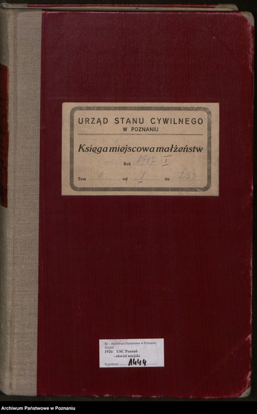 Obraz 2 z jednostki "Księga miejscowa małżeństw tom I [Rejestr główny małżeństw]"