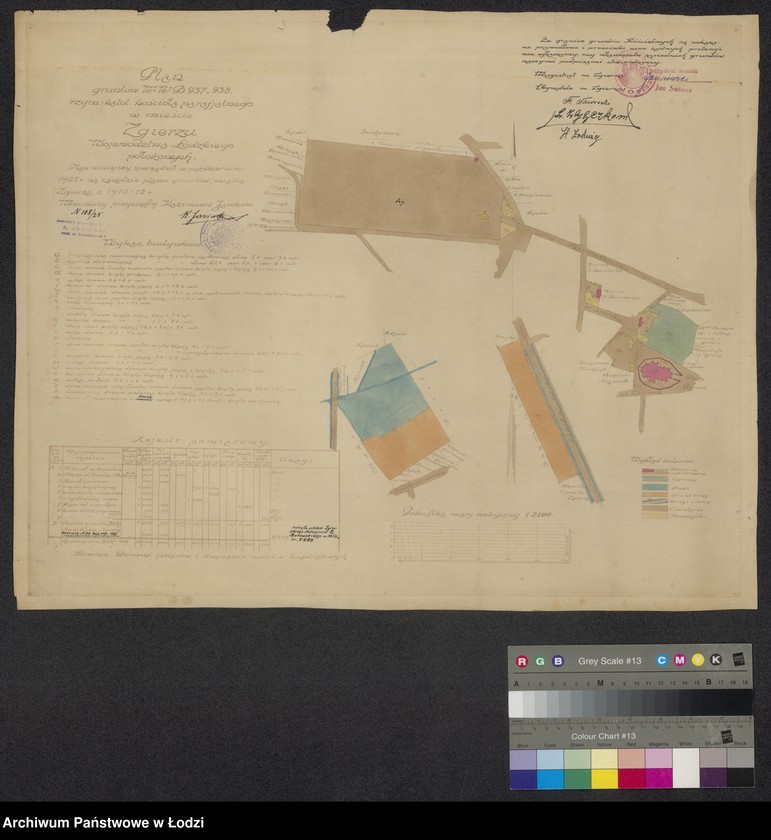 Obraz 1 z jednostki "Plan gruntów Numery B 937, 938 rzymsko-katolickiego kościoła parafialnego w mieście Zgierzu ..."