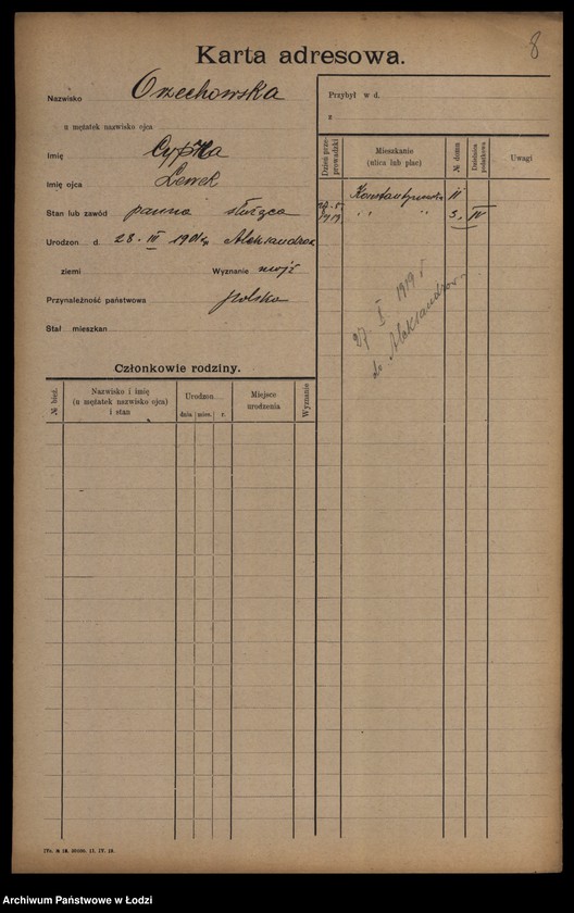 Obraz 11 z jednostki "[Spis ludności Łodzi] Orzechowska-Osiński"