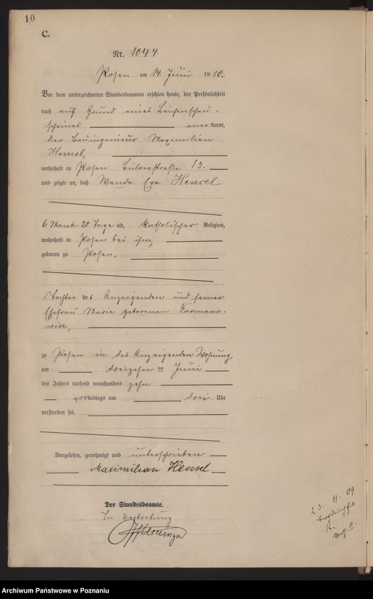 Obraz 11 z jednostki "Księga miejscowa zgonów tom III [Rejestr główny zgonów]"