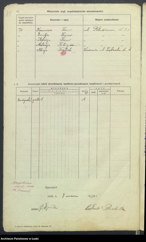Obraz 20 z jednostki "Księga inwentarzowa nieruchomości m. Łodzi ul. Legionów"