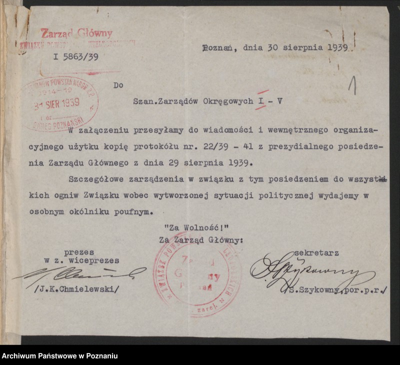 image.from.unit "Protokół z posiedzeń Prezydium Zarządu Głównego [część] 29.VIII.1939 i zweryfikowani 1.IX.1939 r."