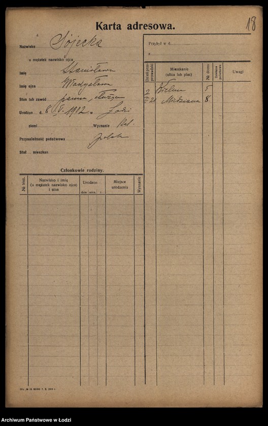 Obraz 20 z jednostki "[Spis ludności Łodzi] Sudzińska-Sumora"
