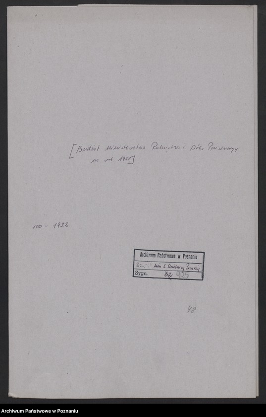 Obraz 2 z jednostki "[Budżet Ministerstwa Rolnictwa i Dóbr Państwowych na rok 1922]"