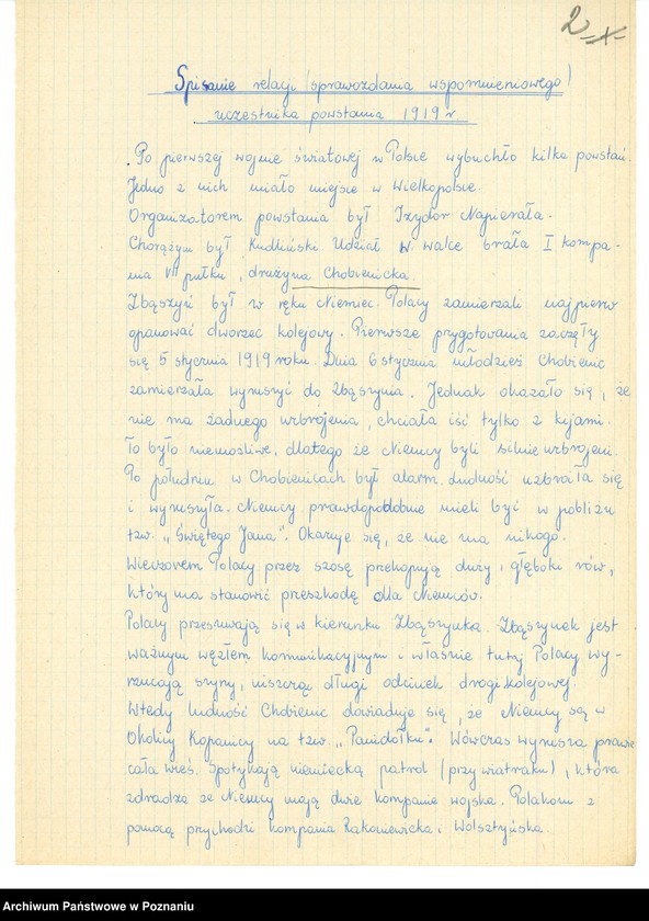 Obraz 11 z jednostki "Relacje i wspomnienia dotyczące powstania wielkopolskiego: 1. Chobienice, powiat Wolsztyn, województwo poznańskie."