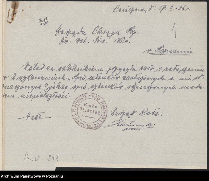 Obraz 4 z jednostki "Osieczna, powiat Leszno - akta koła."