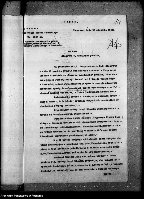 image.from.unit.number "Sprawy agrarnej reformy Urząd Osadniczy - organizacja"