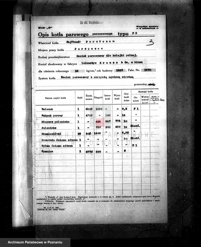 Obraz 7 z jednostki "Kolejka polna w Parzęczewie pow. jarociński własność Fischer - Mollard nr fabr 1370, nr woj. 6164"