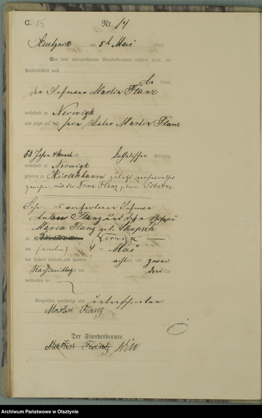 image.from.unit.number "Sterbe-Haupt-Register Nr 1 - 45"