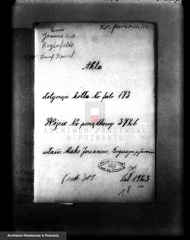 Obraz 4 z jednostki "Majętność Boguszyn pow. jarociński nr fabr. kotła 1231 nr woj. kotła 6119"