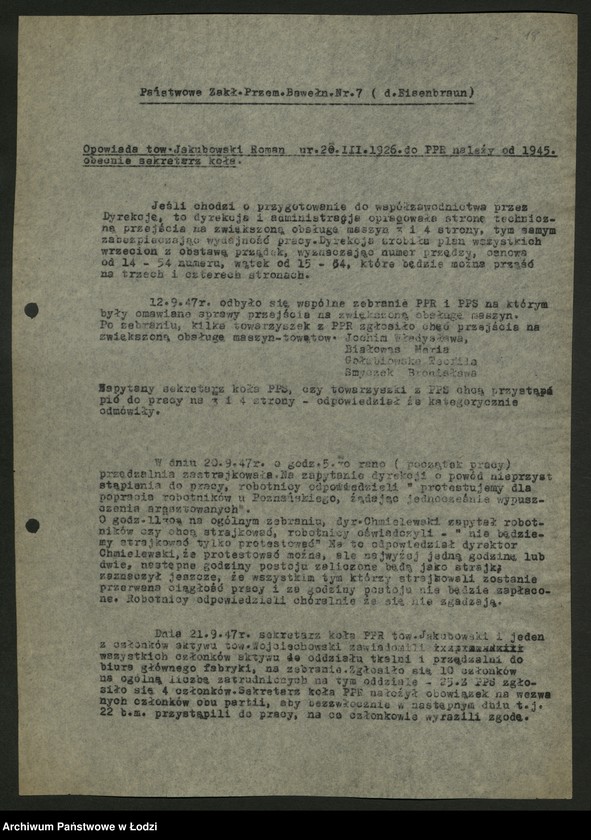 Obraz 19 z jednostki "Sprawozdania ze strajków według zakładów t. 1"