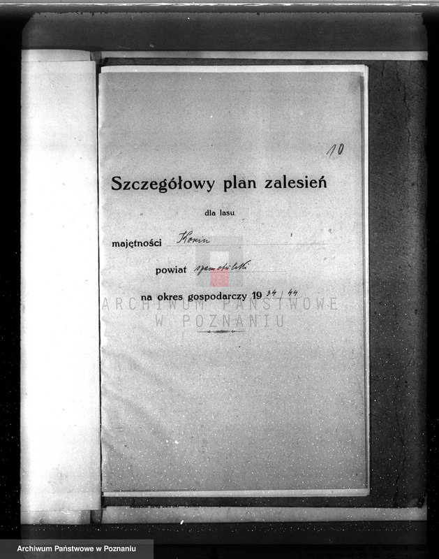 image.from.unit.number "Plan urządzenia gospodarstwa leśnego dla lasu majętności Konin powiat szamotulski 1934-1944"