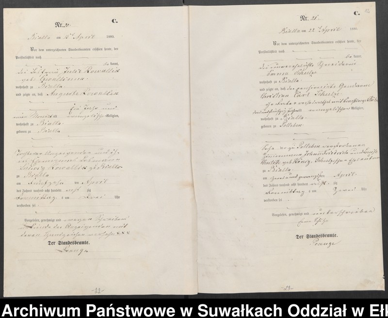 image.from.unit.number "Sterbe-Haupt-Register des Königlich Preussischen Standes-Amtes Bialla Kreis Johannisburg"