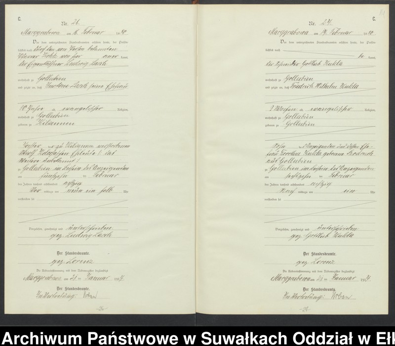 image.from.unit.number "C1.Sterbe-Register (Haupt-Register)Standesamt Marggrabowa Landbezirk vol. I No.1 bis 205"