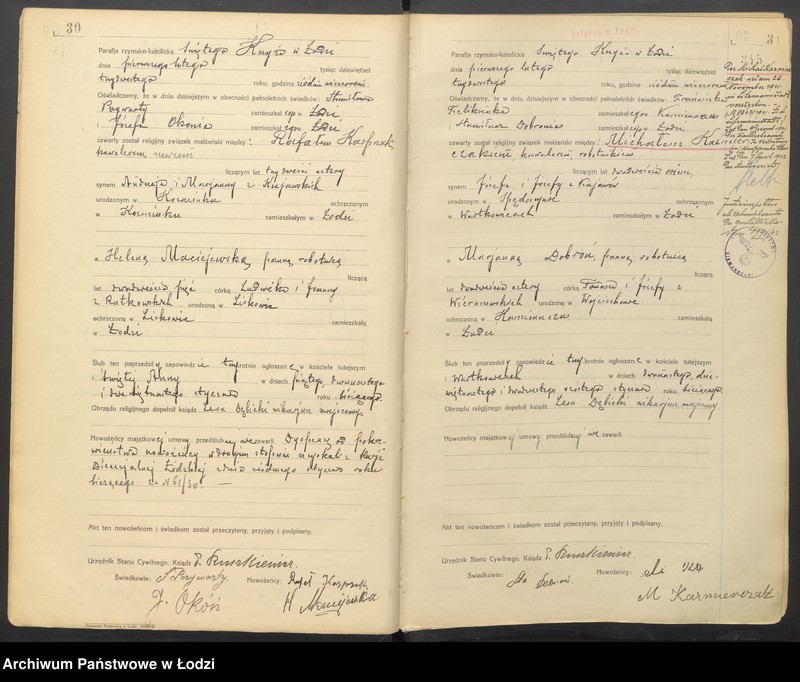 Obraz 18 z jednostki "Akta małżeństw"