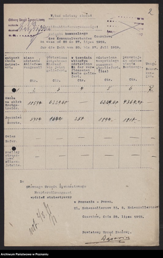 Obraz 4 z jednostki "[Wykazy odstawionego zboża przez Związek Komunalny w Czarnkowie]"