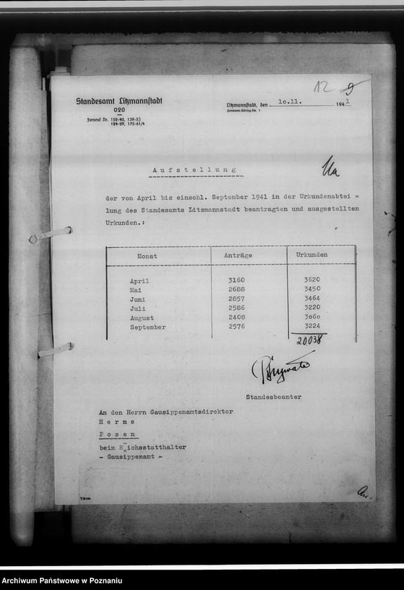 Obraz 17 z jednostki "Stadtsippenamt Litzmannstadt [Łódź, korespondencja w sprawach organizacyjnych i działalnośc]"