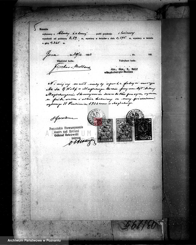 Obraz 8 z jednostki "Majętność Góra pow. jarociński, własność Fischer von Mollard nr fabr. kotła 200005 nr woj. kotła 93"