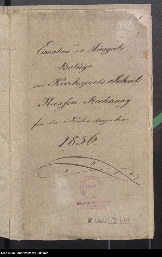 image.from.unit.number "Einnahme und Ausgabe Beläge zur Kirchspiels Schulkassen-Rechnung"