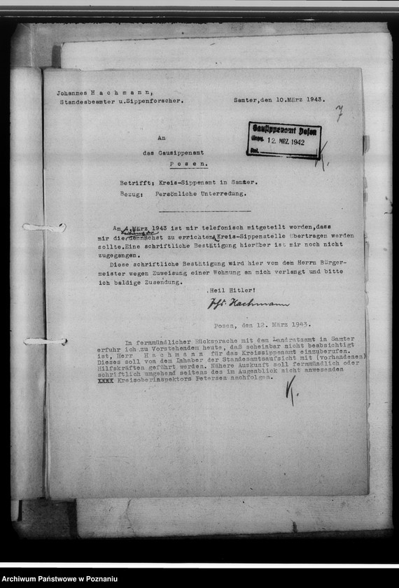 Obraz 11 z jednostki "[Korespondencja w sprawach organizacyjnych], Kreissippenamt Samter [Szamotuły]"