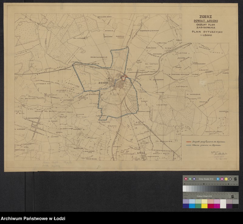 Obraz 1 z jednostki "Zgierz powiat Łódzki ogólny plan zabudowania, Plan sytuacyjny. Projekt przyłączenia do miasta Zgierza nowych terenów"