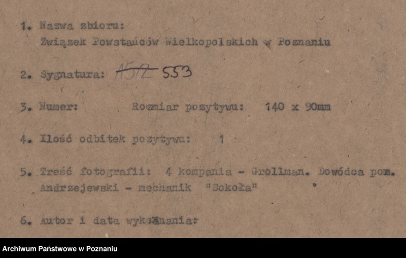 Obraz 4 z jednostki "4 kompania - Grollman. Dowódca por. Andrzejewski - mechanik "Sokoła""