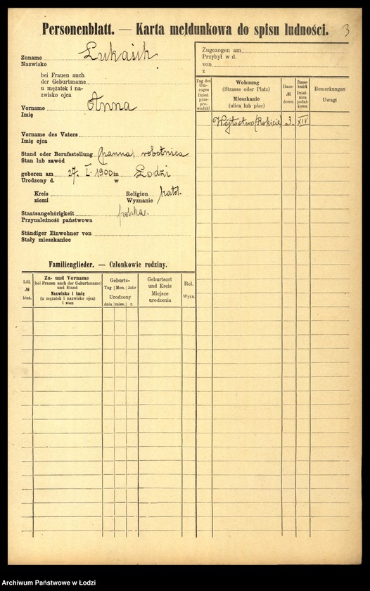 Obraz 5 z jednostki "[Spis ludności Łodzi] Łukasiewicz - Luński"