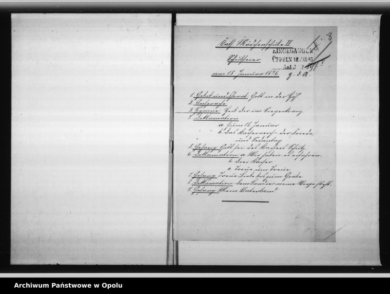 Obraz 11 z jednostki "Acta des Magistrats zu Oppeln betreffend 25 jährige Jubelfeier der Errichtung des deutschen Reiches"