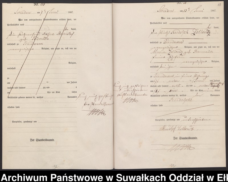 image.from.unit.number "Geburts-Haupt-Register des Königlich Preussischen Standes-Amtes Schaden Kreis Sensburg"