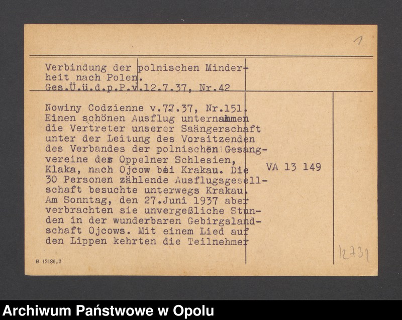 Obraz 3 z jednostki "Verbindung der polonischen Minderheit nach Polen. Ges. U. u. d. p. P. v. 12.7.37, nr 42"