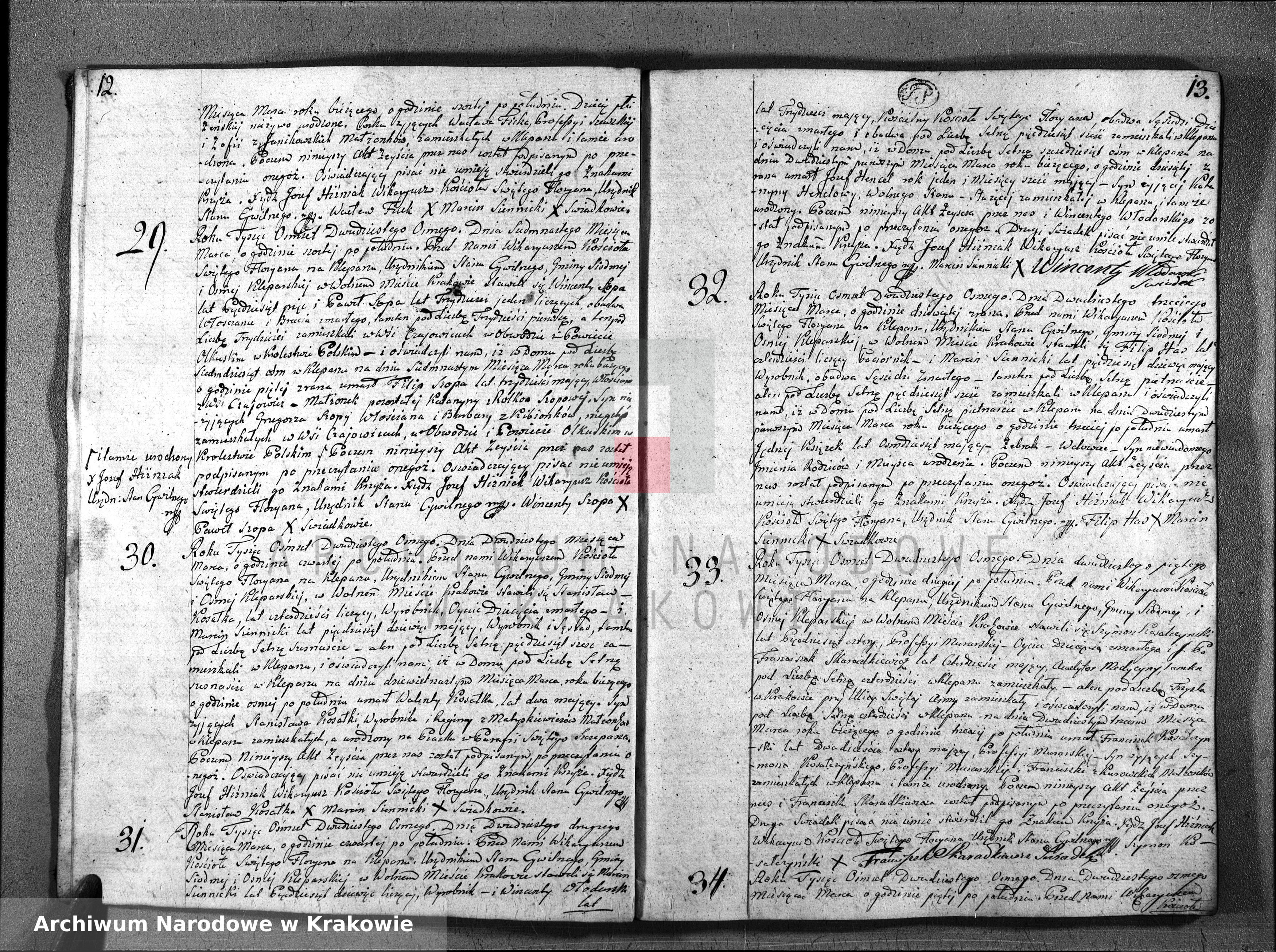 Skan z jednostki: Księga Aktów Zeyścia dla Parafii Sgo Floryana na Rok 1828