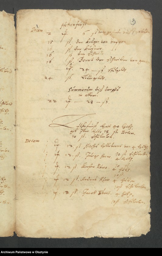 image.from.unit.number "Register uber Einname undt Ausgabe bei der Kirchen Hohenfurst von Martini des 1607 biß auff Martini 1608 Jahrs"