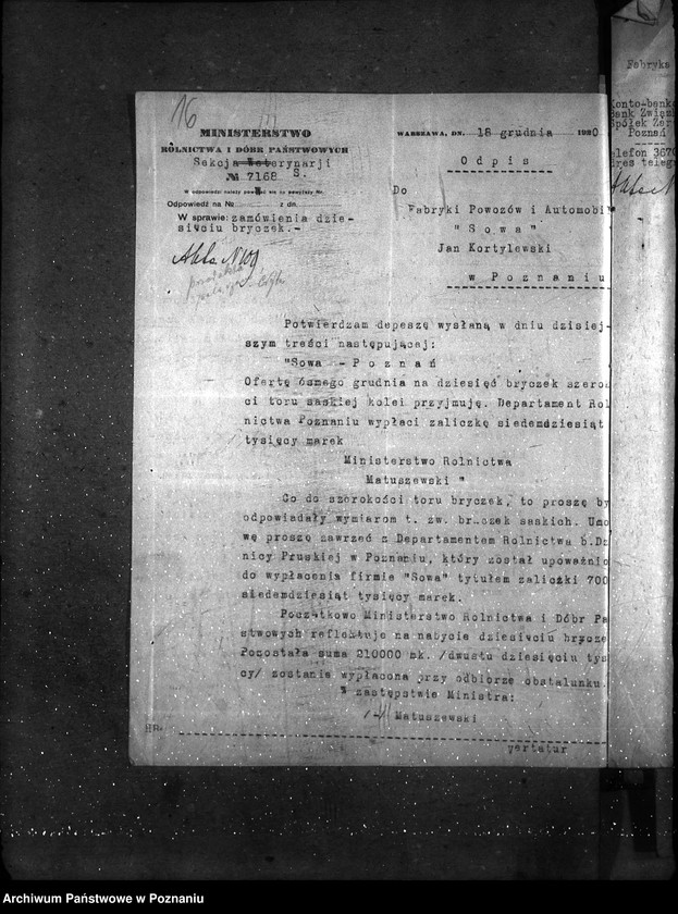 Obraz 20 z jednostki "Sprawy gospodarcze-ogólne Obstalunki na polecenia z Warszawy"