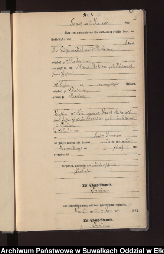 image.from.unit.number "Sterbe-Neben-Register des Königlichen Preussischen Standes-Amtes Gneist Kreis Lötzen"