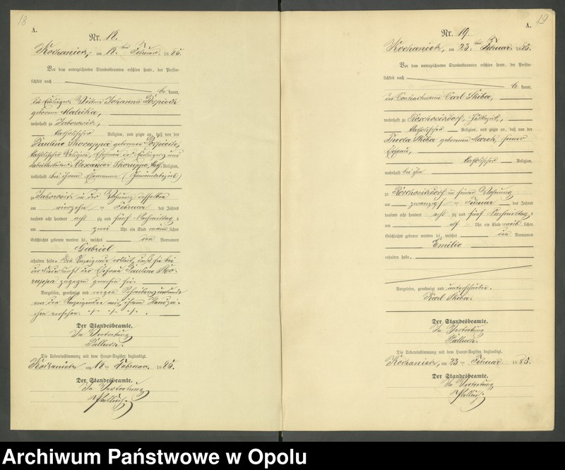 image.from.unit.number "Urząd Stanu Cywilnego Kochaniec Księga urodzeń rok 1885"