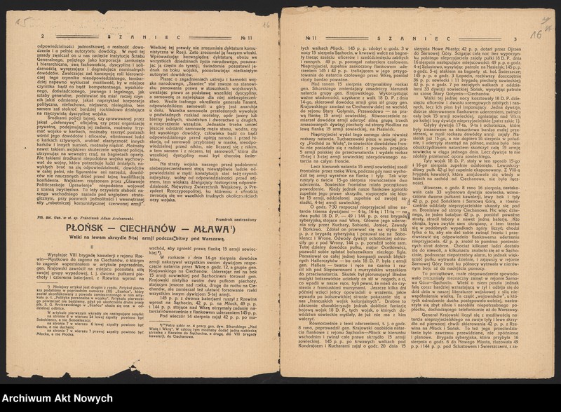 Obraz 15 z jednostki "Kot Stanisław, historyk, działacz Stronnictwa Ludowego. Sytuacja w Polsce. Kontakty polityków opozycyjnych. Pismo "Szaniec" nr 11 z 1928 r."