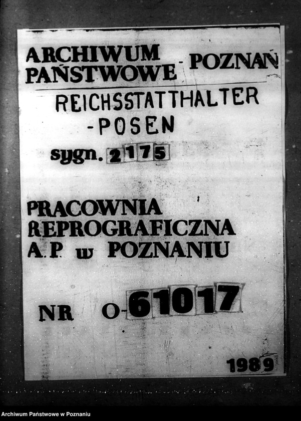 Obraz 1 z jednostki "Fürsorgerechtliche Beziehungen zu Fürsorgeträgern ausserhalb des Warthegaues"